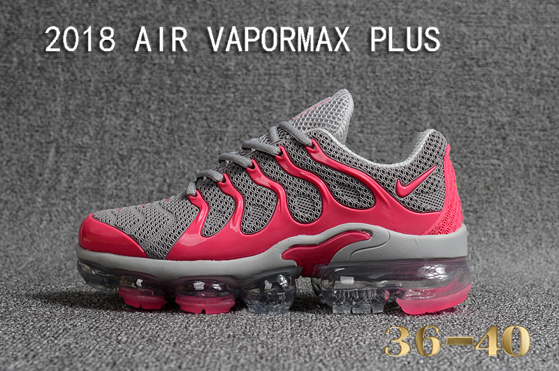 Women 2018 Nike Air VaporMax Plus Grey Pink Shoes - Click Image to Close